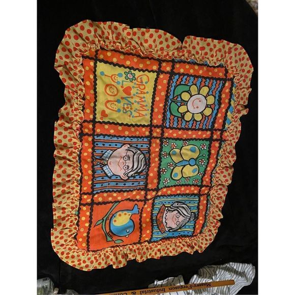 Vintage Sears Perma Prest Grandma Loves You Pillowcase with ruffle - Picture 1 of 11